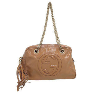 Gucci Soho Leather Double Chain Shoulder Bag Brown